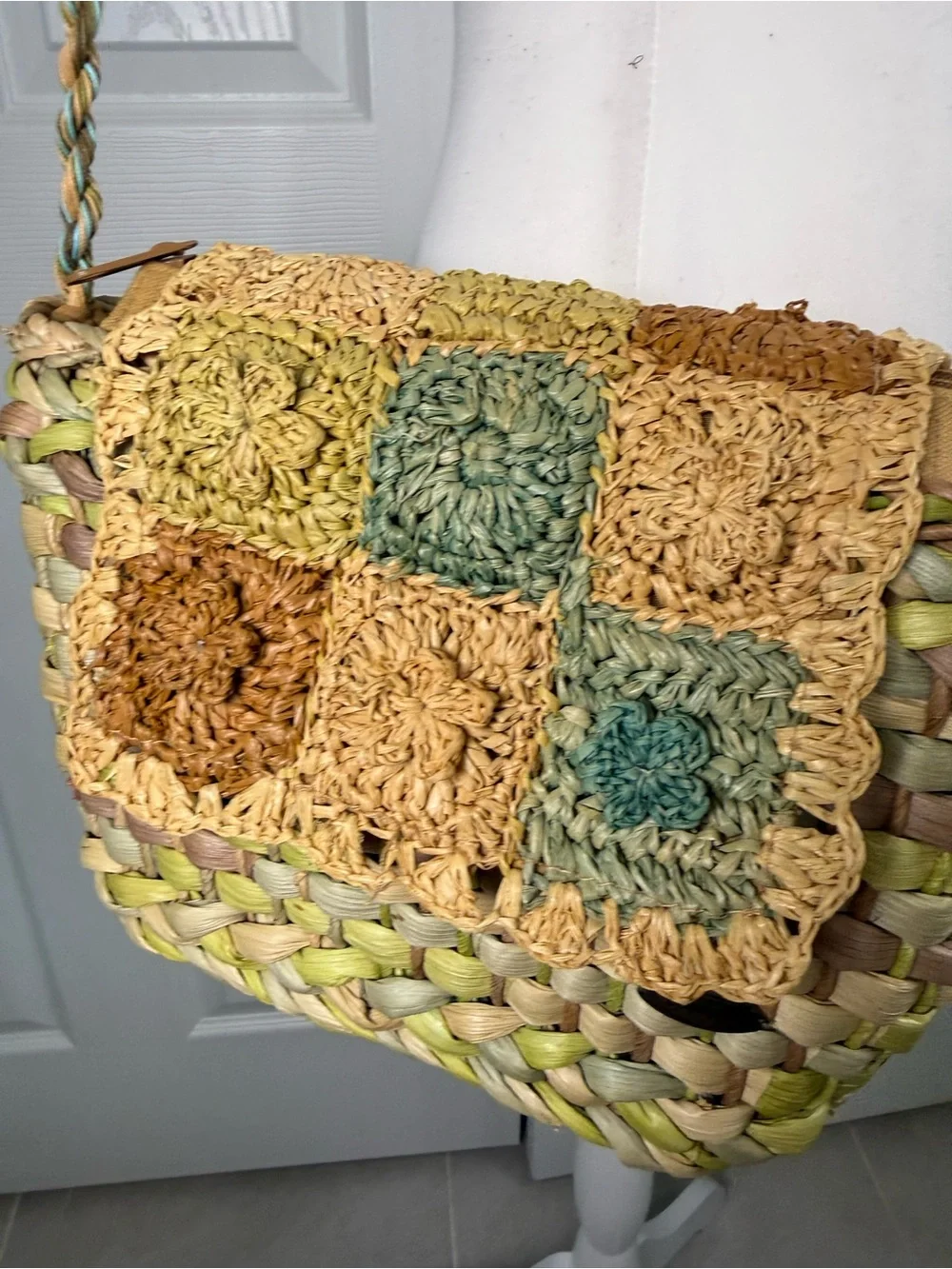 Capelli Straworld Multicolored Woven Straw Purse Boho Bohemian Style